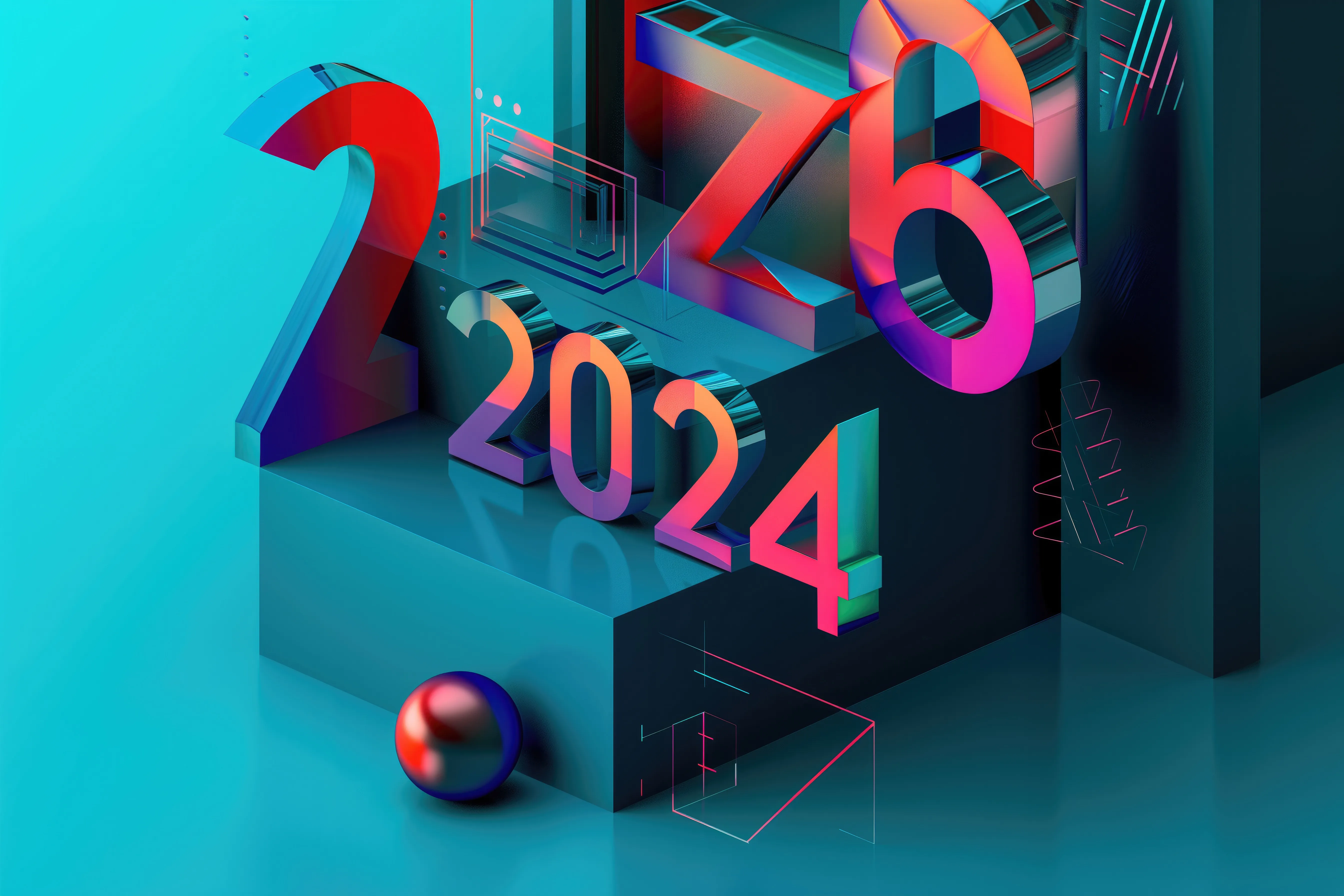 imagem com ano 2024 com colorida e com vários blocos
